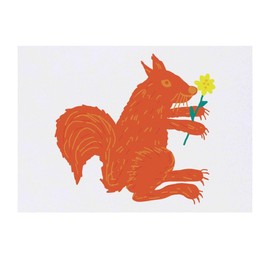 'Squirrel with a flower ' Temporary Tattoo - Water Resistant, Skin-Safe, Non-Toxic Transfer (TO00061375)