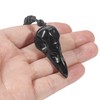 Loveliome Natural Crystal Stone Raven Skull Pendant Necklace Hand Carved