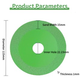 3Pcs Diamond Cutting Disc Saw Blade, 115x15x22.23mm Green Professional Glass Cutting Disc, Cutting Disc Precise Cutting Saw Blades for Cutting and Grinding Tiles, Glass, Ceramics and Marble