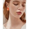 Gold Triple Hoop Orange Earrings, Thick Three Open Jewelry for