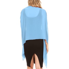Sakkas 18225 - Jona Women Soft Sheer Chiffon Bridal Wedding Evening Scarf Shawl Wrap Stole - Sky Blue - 7029