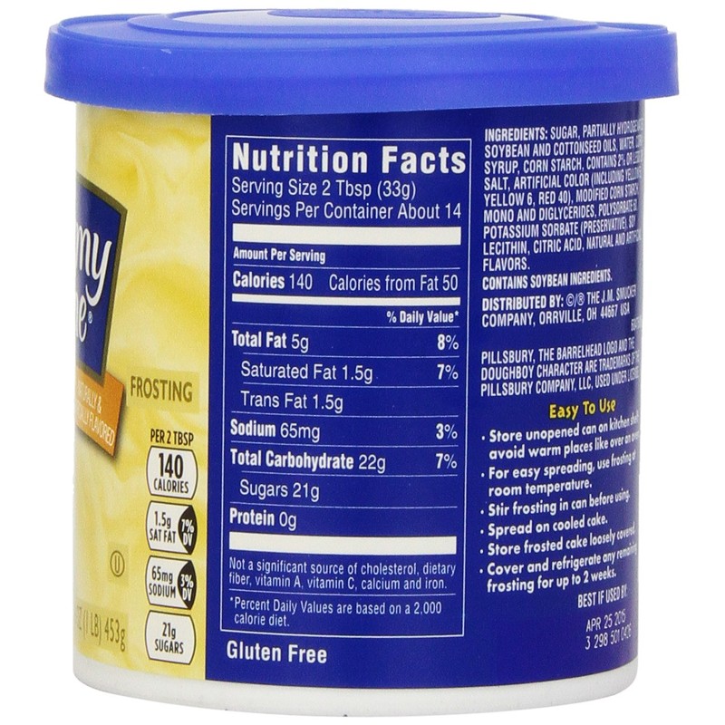 Pillsbury Creamy Supreme Frosting Buttercream Flavored, 16-Ounce (Pack of 8)