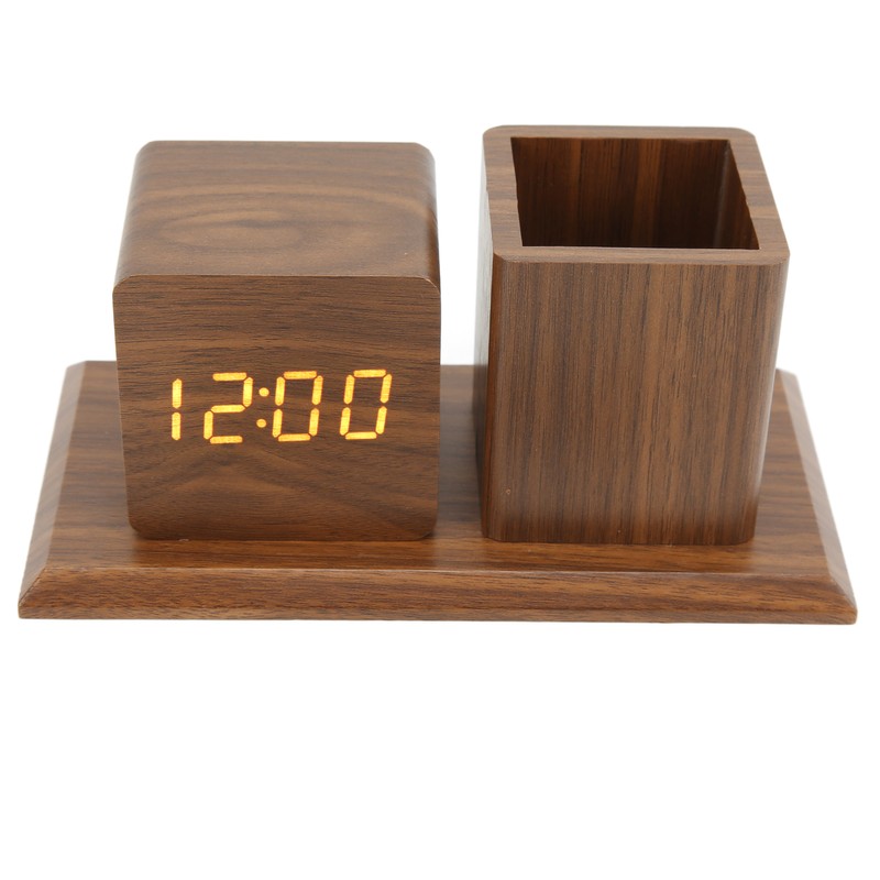 Pen Holder Clock Temperature Calendar Display 3 Level Brightness Adjustment