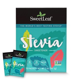 SweetLeaf Stevia Powder Packets - Zero Calorie Sweetener with Stevia Leaf Extract, No Artificial Sweetener Additive, Sugar Free, Keto Friendly, Non GMO, Gluten Free - 70 Packets (Pack of 1)