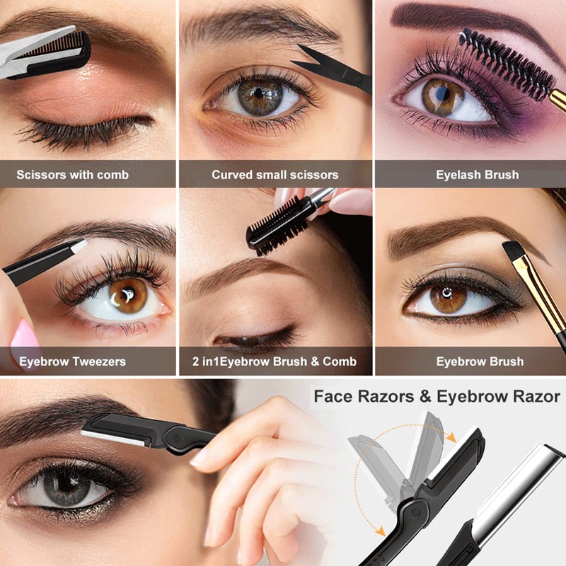 12 in 1 Eyebrow Trimmer Kit Eye Brow Scissors, Eyebrow