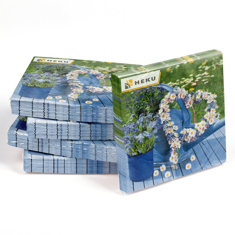 HEKU 100 napkins, 3-ply, 33 x 33 cm, flower heart,