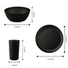 YARRGGU 24pcs Matte Black Dinnerware Set, Plates Bowls & Cups,
