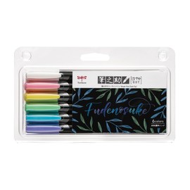 Tombow WS-BS6C Water-Based Sign Pen, Fudenosuke, Supple Tailored, Pastel Colors, Set of 6 Colors
