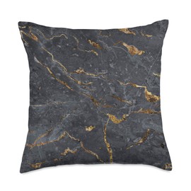 Natural Elements Design Natural Stone Pattern Print Black Mineral Throw Pillow, 18x18, Multicolor