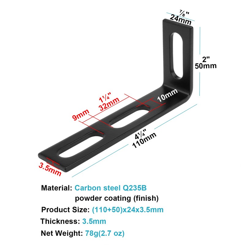 OTTFF 10 Pack 4-1/4" x 2" x 7/8" Black Slightly
