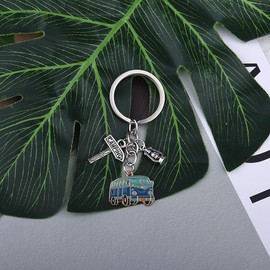 Guqqeuc Caravan Camper Van Keyring for Car Keys Camper Van Gifts for Men Women Caravan Shaped Travel Keyring Camping Accessories for Campervan Caravan Caravanning Gifts for Camping Travel Lovers