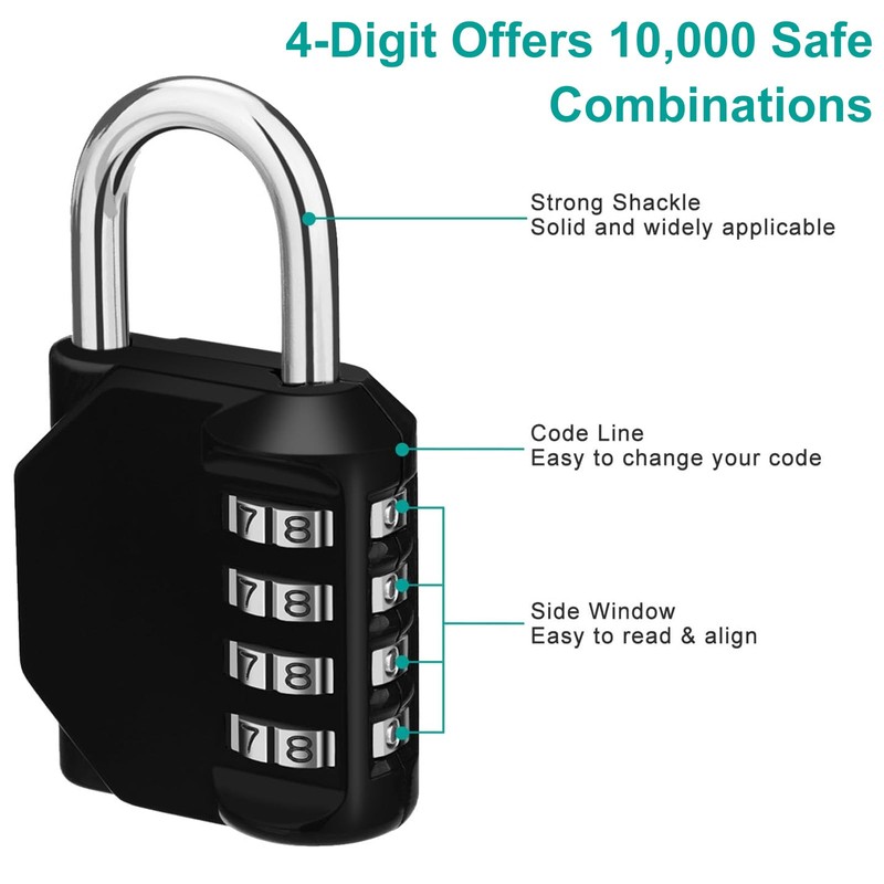 HRLORK Combination Padlock 3 Packs School Locker Lock Outdoor Weatherproof