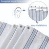 ORTIGIA Textured Fabric Shower Curtain-Blue Striped, 72x72 Inch Yarn Dyed