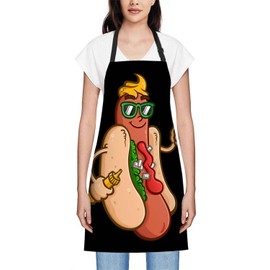 Smooffly Funny Hot Dog Apron Adjustable Bib Chef Aprons Cooking Apron Unisex Women Men Aprons Perfect for Home Kitchen, Baking, Gardening, Restaurant, Coffee house BBQ