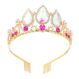 Tiara Crystal Crown Bride Wedding Crowns Rhinestone Hairpiece Queen Tiaras Hair Accessories for Women Girls Princess Tiara for Birthday Prom Bridal Party