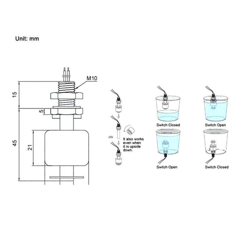 5pcs PP Plastic Float Switch Water Tank Pool Liquid Level