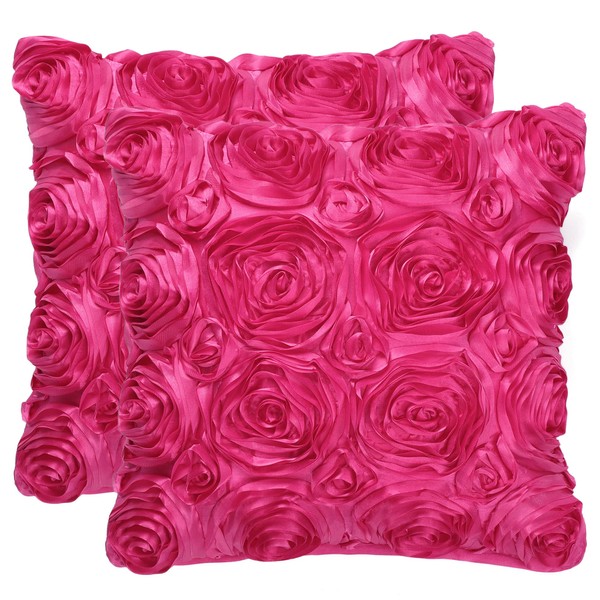 uxcell Polyester Cushion Cover, Rose, Floral Pattern, 3D, Princess Style,