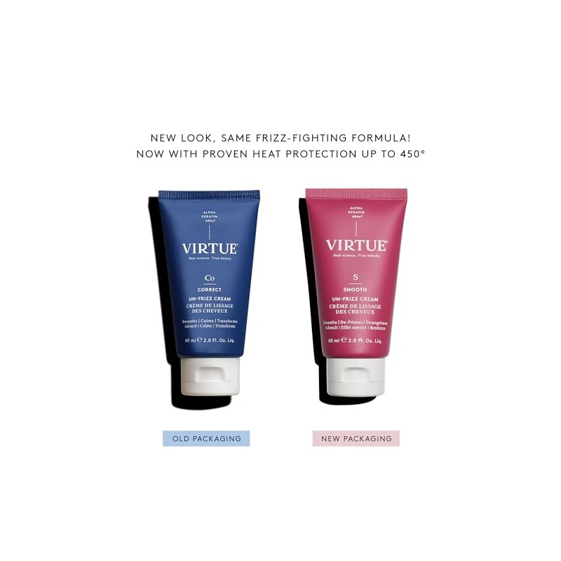 VIRTUE Crema antiencrespamiento 2 onzas líquidas | alfa queratina elimina