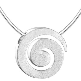 Vinani Damen Anhänger & Kette aus 925 Sterling Silber für Frauen Spirale gebürstet mit Schlangenkette Italien ASR45