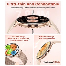 LIGE Smart Watches for Women with Bluetooth Call, 1.43" AMOLED Ultra-Clear Screen with Heart Rate/Sleep Monitor, 7.9mm Ultra-thin, Fitness Tracker Smart Watch with 120+ Sport Modes for Android iOS