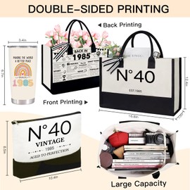 SUBAUAK 40th birthday gifts for mom her women 1985 gifts Ideas for mother Turning 40 year old present Fabulous 40th birthday decorations for Her Mom Sister Friend Wife w/Canvas Tote Bag