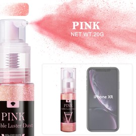 Edible Glitter Spray - 20g Luster Dust Edible Glimmer Powder for Sparkling Cocktails, Cake, Cupcakes, Wine, Beverage - Food Grade Shimmer Dust Powder for Baking, Drinks, Cookies Decoration (Pink)