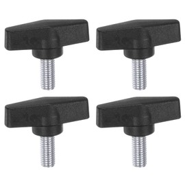 sourcing map 4pcs Tee Wing Knobs M10 x 20mm Metric Male Threaded Stud 55mm T Head Plastic Knob Handles Thumb Screws Hand Clamping Tightening Knob Grip Thumbscrew, Black