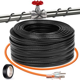JDZKOMKE 50FT（3FT-200FT）Pipe Heating Cable for Pipe Freeze Protection, Heat Cable for Water Pipes(Metal and Plastic), Pipe Heat Tape Keeps Water Flowing at -40°F 5w/ft, 120V
