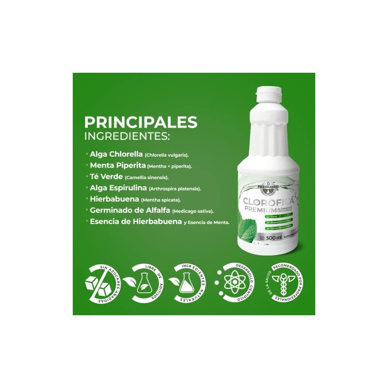 CLOROFILA FRESCA PREMIUM - Suplemento alimenticio con Clorofila.2 frascos con