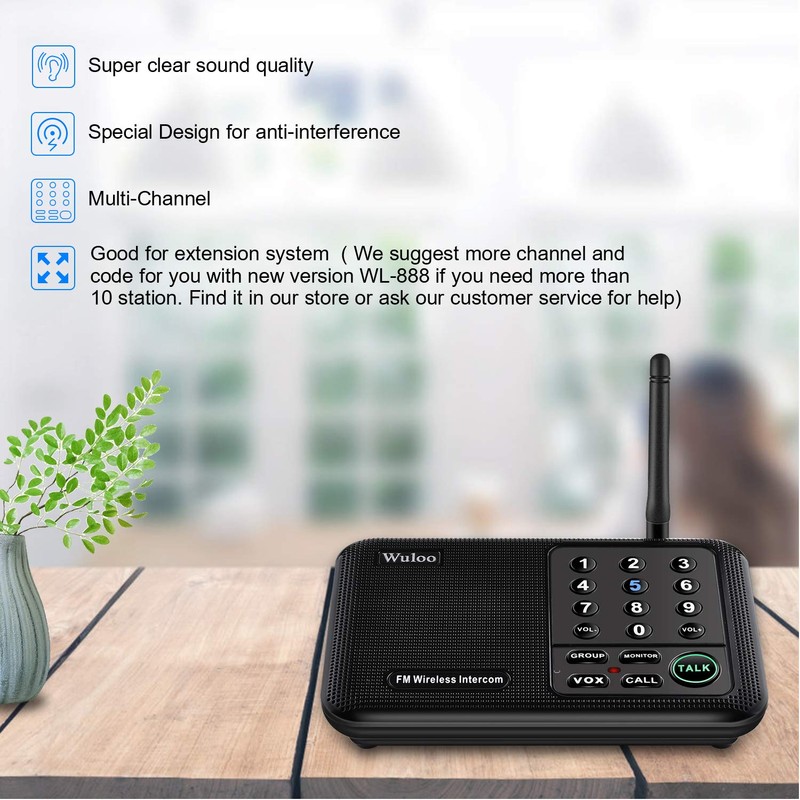 Wuloo Intercoms Wireless for Home 1 Mile (5280 Feet) Range