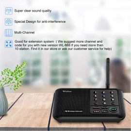 Wuloo Intercoms Wireless for Home 1 Mile (5280 Feet) Range 10 - Channel, Wireless Home Intercom System for House Business Office, Room to Room Intercom, Home Communication System (2 Packs, Black)