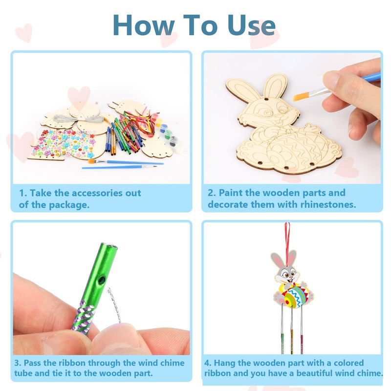 HAKOTOM Pack of 10 Easter Wind Chimes Craft Set Children