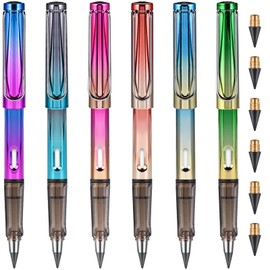 GOLDGE Set of 6 Eternal Pencil HB, Inkless Pencils Set with Eraser, 6 Pieces Interchangeable Head, Infinity Pencil, Children for School, Party Bags, Children's Birthday Party Favours