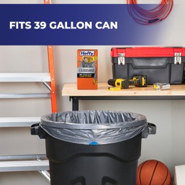 Hefty Steelsak Heavy Duty Large Trash Bags, Gray, Unscented, 39 Gallon, 30 Count