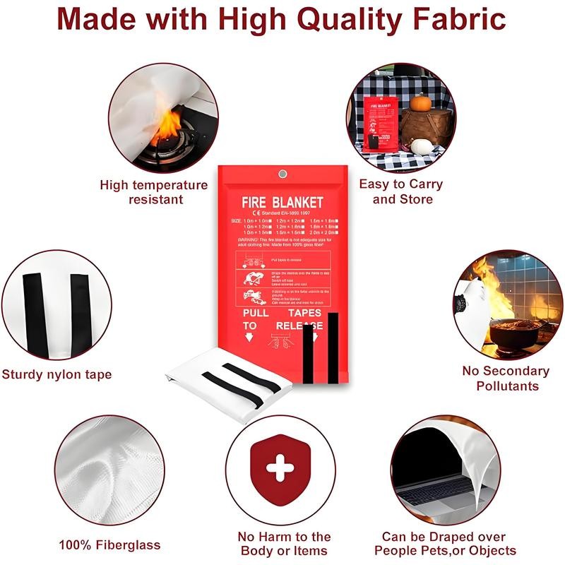 Emergency Fire Blanket - 4 Pack - Fiberglass Fire Suppression