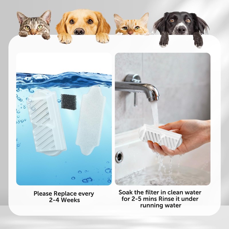 (18 Pack) 6 Sets Ceramic Cat Water Fountain Replacement Filters,