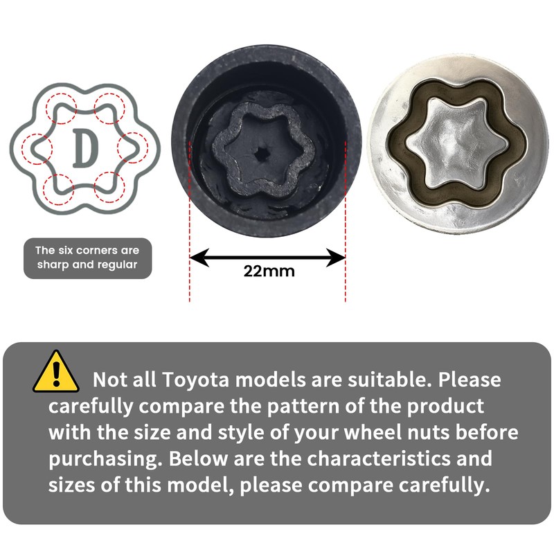 D-Wheel Locking Lug Nut Key Compatible with Toyota Lexus, Tacoma,