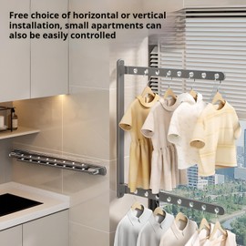 FULANCCY Retractable Clothes Drying Rack Wall Mounted, Foldable Laundry Room Hanging Racks, Collapsible Laundry Drying Rack for Indoor Outdoor, Space-Saving Clothes Hanger (White One Pack)