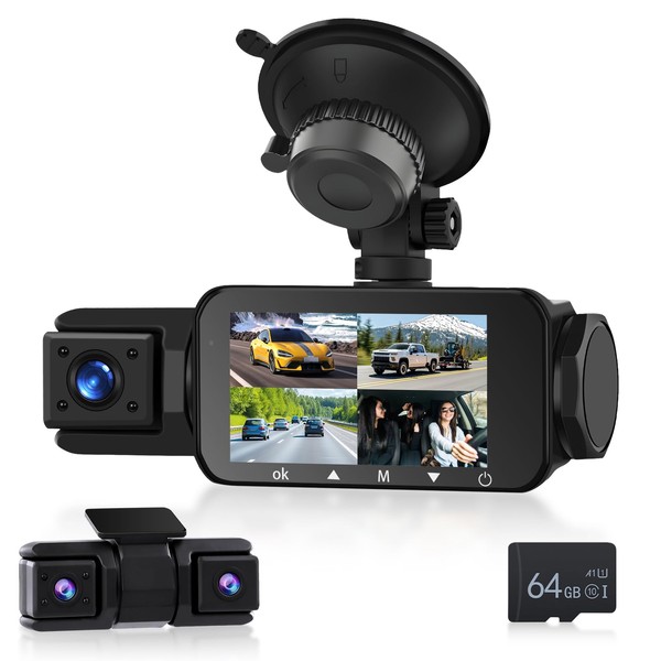 Podofo HD 2K Front Camera, 360 Degree Dash Cam with