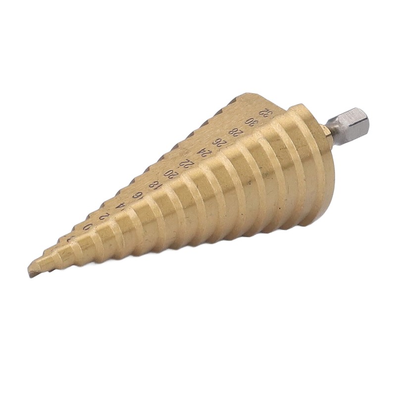 3Pcs Step Drill Bit Hex Shank Straight Grooved HSS Ti
