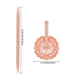 2 Pieces Hollow Round Pen Holder Signing Pen Set for Wedding Bridal Engagement Guests Book Valentine's Day Favor (Rose Gold)