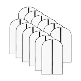12 Pack 40" Garment Bags Clothes Covers Protecting Dusts for Hanging Clothes, Suit Bags with Zipper Suit Bags Clear Garment Bag for Travel, Closet Storage, Coat, Dress, Shirts