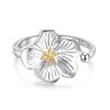 SILVWHIS 925 Sterling Silver Flower Ring Adjustable Thumb Rings for
