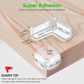 WAYAMY Protectores de Esquinas para Muebles de Silicona, 16 Esquinas de Muebles en Forma de L y 16 Esquinas de Muebles Redondeadas, Cantoneras para protección contra Impactos en mesas y escaleras