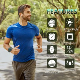 Dayllon Mens Watch Military Sports Outdoor Waterproof Watches for Men Date Multi Function Tactics Alarm Stopwatch Analog Watches Dark Green