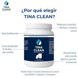 Tina Clean | Pastilla Tricloro 3 Pulgadas 4 Kg | Tabletas de Larga Duración para Albercas, Tinacos, Cisternas y Depósitos de Agua