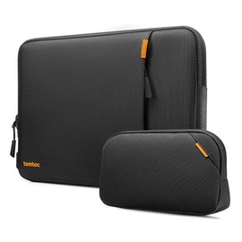 tomtoc 360° Shockproof Computer Case for 14 Inch MacBook Pro M3/M2/M1 2023-2021 Protective Sleeve Laptop Inner Bag Gadget Pouch Black