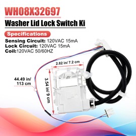 WH08X32697 WH01X24114 Lid Lock & Harness Kit, Compatible with GE HotPoint Washing Machine GTW220ACK1WW GTW330ASK0WW GTW460AMJ0WW, Replaces WH01X26114 WH01X27954 WH08X31577