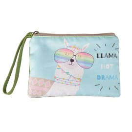 Rantanto Small Cute Cash Coin Purse, Canvas Change Purse, Kawaii Coin Pouch With Handle Christmas Gift For Women Teenager Girls (BG0014 Llama With Glasses)