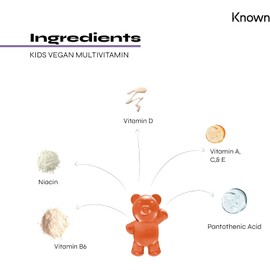 Known Kids Multivitamin Complex Gummies - Sugar-Free - Vitamin C, B6 - Immune Support - Natural Strawberry Flavour - 30 Vegan Gummies, 1 Month Supply